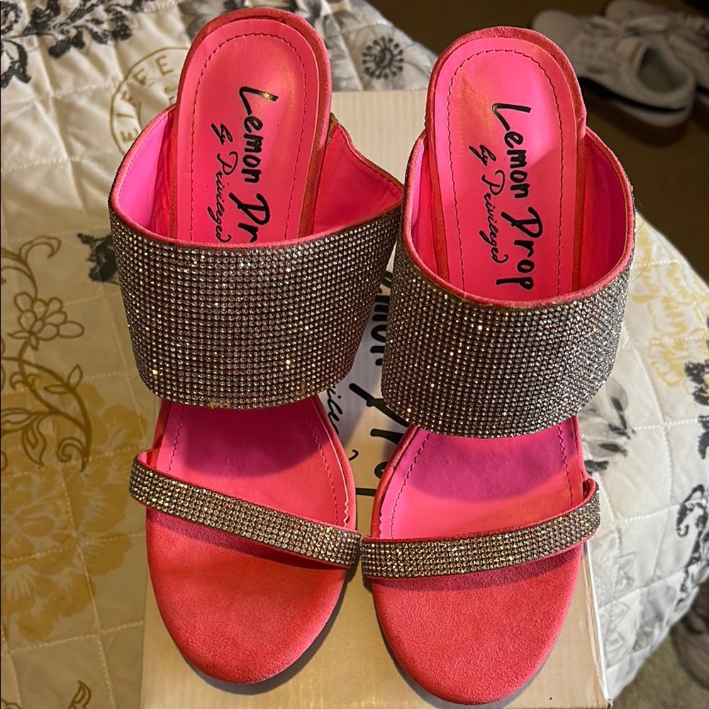 Privileged Pink and Silver Rhinestone Sandals